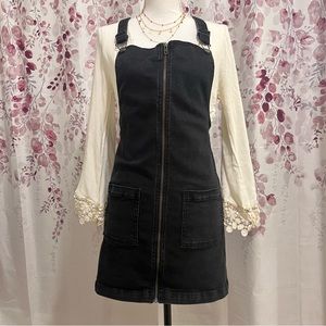 Women’s Medium Overall Dress and Bohemian White Flare/Bell Long Sleeve Dress SET